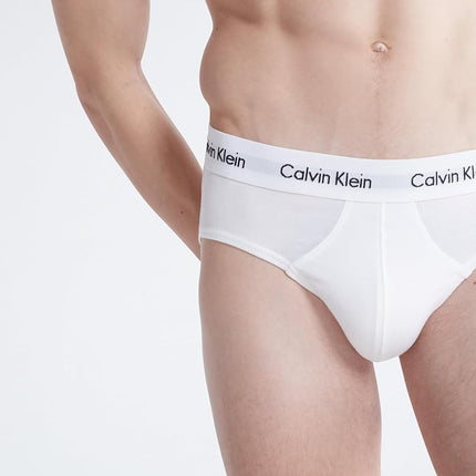 Calvin Klein Men's Underwear Cotton Stretch 3-Pack Hip Brief, White, L (Pack of 3)