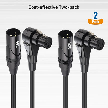 Cable Matters 2-Pack Right Angle XLR Microphone Cable, 15ft