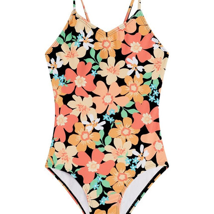 Kanu Surf Traje de baño de una pieza con protección solar UPF 50 para niñas Hurricane Beach Sport, Annie Negro, 12
