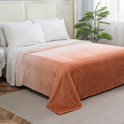 Elegant Comfort Luxury Velvety Feel Blanket, All-Season Lightweight Blanket, Ultra Plush, Soft, Cozy-Fuzzy Flannel Fleece for Couch, Sofa, Bed, Travel, Ombre Design, Twin/Twin XL, Dusty Rose