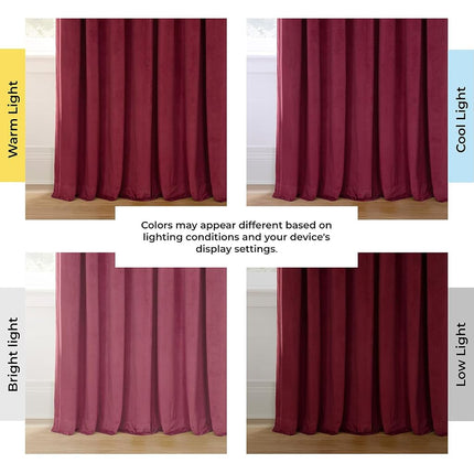 HPD Half Price Drapes Velvet Blackout Curtains/Drapes - 84 Inches Long 1 Panel Blackout Curtain Signature Pleated for Living Room & Bedroom - 25W X 84L, Burgundy