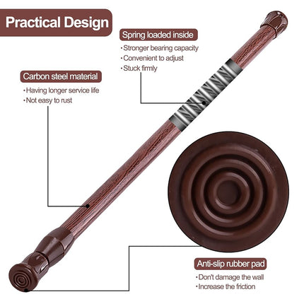 SIQUK 6 Pack Cupboard Bars Adjustable Spring Tension Rods Wood Grain Refrigerator Bar Extendable Rods for DIY Projects, 12 to 20 Inches
