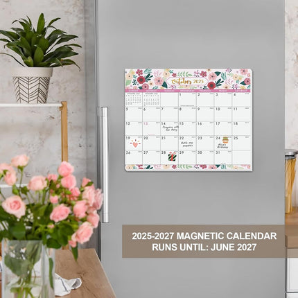 Urneeds Magnetic Calendar 2025-2027 - Magnetic Calendar for Fridge from Jul. 2025 - Jun. 2027, 8''x10'' Refrigerator Calendars 2025-2027 for Easy Organizing, Blue