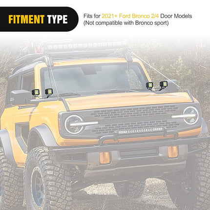 Nilight 2PCS Dual A-Pillar Mounting Brackets for Ford Bronco | for Ford Bronco 2021 2022 2023 2024 2025 2026 Windshield Hinge Mounting Brackets