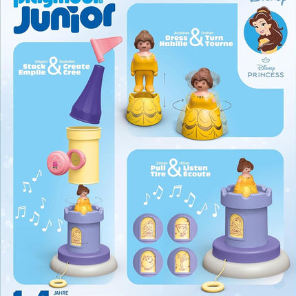 PLAYMOBIL 71458 JUNIOR & Disney: Belle's Play Tower with Sound, toys for toddlers, made from over 90% plant-based plastics, gifting toy and imaginative role-play, playsets for children ages 12 months+