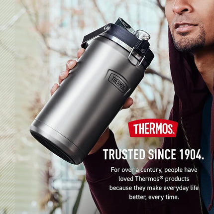 Matte Stainless -64 oz Stainless Water Bottle w/Spout