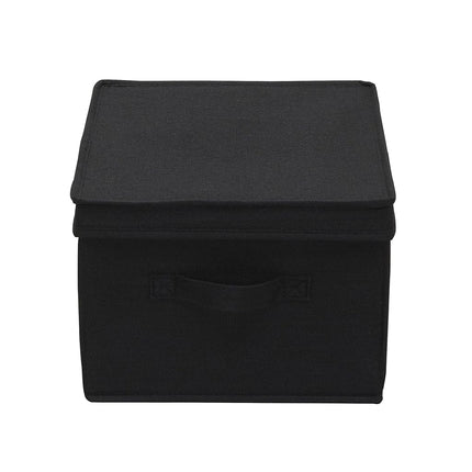Household Essentials Wide Canvas Storage Box With Lid Box, 18.5x15x12 in., Latte, Set of 2