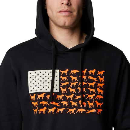 Columbia Men's PHG Game Flag II Hoodie, Black/Blaze Dog Flag, Large