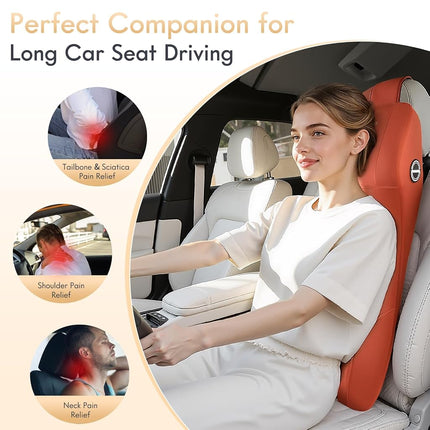 FLORICH 2-in-1 Lumbar Support with Headrest Pillow for Car Ergonomic Memory Foam Car Seat Back Cushion Integrated Lumbar Pillow with Car Neck Pillow for Driving Seat Relief Back Sciatica Pain, Red