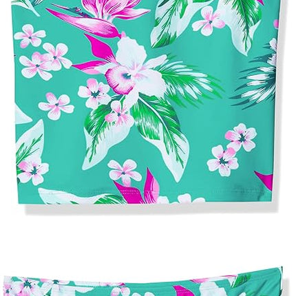 Kanu Surf Fille Maillot de bain 2 pièces tankini avec bande Melanie Beach Sport, Alania Floral Vert, 12
