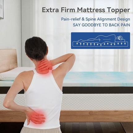 Erdoru Extra Firm Mattress Topper Twin Size 3 Inch, Pain Relieving Foam Bed Topper for Extra Support, Gel Memory Foam&High-Density Foam Mattress Pad, CertiPUR-US Certified