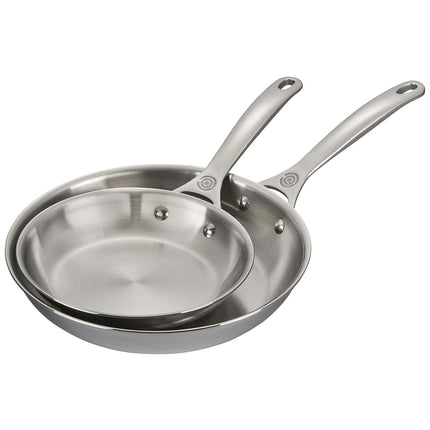 Le Creuset Tri-Ply Stainless Steel 2 pc. Fry Pan Set, (8" Fry Pan & 10" Fry Pan)