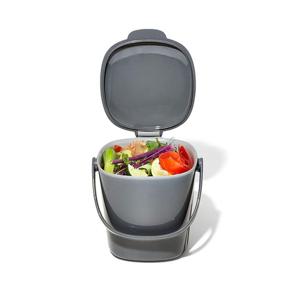 OXO Good Grips Easy-Clean Compost Bin - Charcoal - 0.75 Gal/2.83 L, Gray