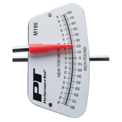 PERFORMANCE TOOL M195 1/4-Inch Drive Torque Beam Wrench - 0-80 inch/lbs | Ball Handle | Accurate Torque Measurement