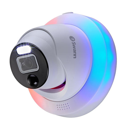 Caméra de sécurité dôme Swann Add-On DVR à lumière clignotante avec projecteur à détecteur, vidéo Full HD 1080p, conception intérieure ou extérieure et détection de chaleur et de mouvement True Detect