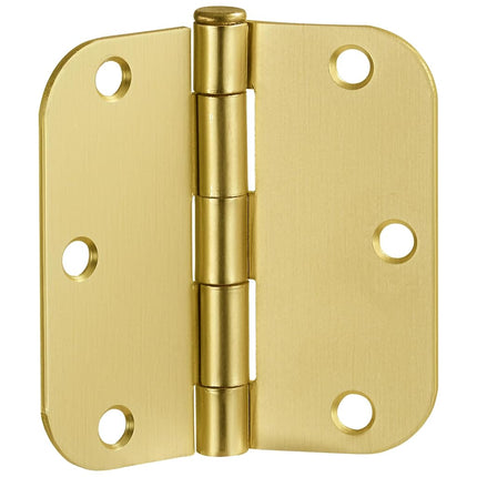 Design House 181404 3.5 x 3.5 5/8 Radius Door Hinge, 10-Pack, Satin Brass, 10 Pack