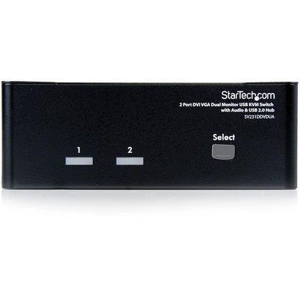 StarTech 2-Port Dual-Monitor DVI and VGA KVM Switch, USB Hub, Audio