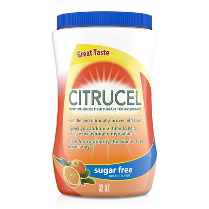 Citrucel Powder Sugar-Free Orange-Flavor Fiber Therapy for Occasional Constipation Relief, 32 ounce