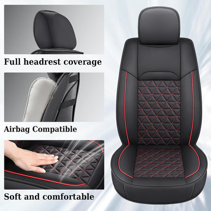 Coverado Seat Covers for Dodge Ram, Waterproof Front Car Seat Covers for Truck Compatible with 2002-2025 Dodge Ram 1500 2500 3500 Crew Double Mega Quad Cab(Black&Red line)