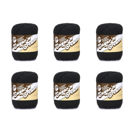 Lily Sugar'N Cream Black Yarn - 6 Pack of 71g/2.5o