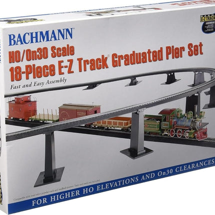 Bachmann Trains 18-Piece Graduated Pier Set (HO Scale, Compatible with On30, White, HO Scale)