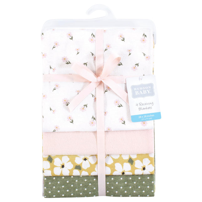 Hudson Baby Unisex Baby Cotton Flannel Receiving Blankets, Sage Floral, One Size