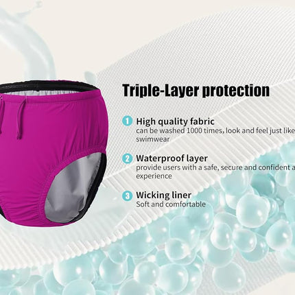 EEOST Kids/Youth Special Needs Swimwear Reusable Swim Diapers for Incontinence Cloth Diaper Covers Waterproof,Leakproof,Unisex [Pink,12-14T]