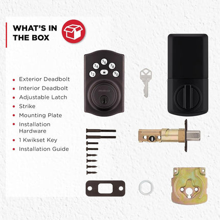 Kwikset 992400-013 Cerrojo electrónico Powerbolt, negro mate, tradicional