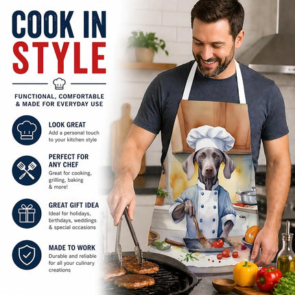 Caroline's Treasures Weimaraner The Chef Apron Cooking Kitchen Server Baking Crafts Gardening for Adult Women Men, Unisex, Large, Multicolor