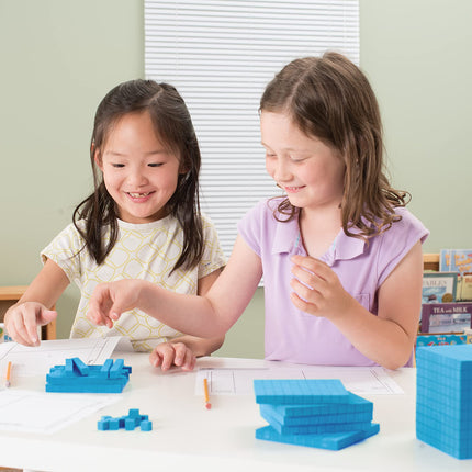 hand2mind Blue Plastic Base Ten Blocks Complete Set, Place Value Blocks, Counting Cubes for Kids Math, Base 10 Math Manipulatives for Kids, Kindergarten Homeschool Supplies (Set of 161)