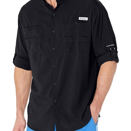 Columbia Men's Plus Tamiami II Long Sleeve Shirt, Black - Large