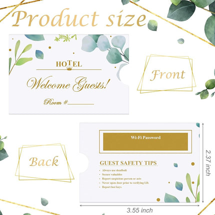 1000 Pcs Hotel Key Card Cover Envelope Sleeve Holder Green Leaves Hotel Key Card Envelope Keycard Envelope Sleeve to Welcome Guests Hotel Key Card Envelopes 2-3/8 x 3-1/2 Inch