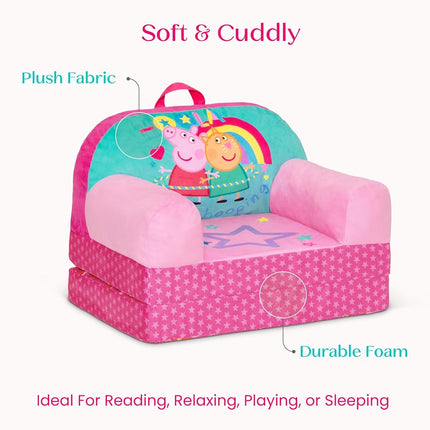 Delta Children - Peppa Pig Cozee Buddy Flip-Out Kids Chair - Greenguard Gold Certified, Pink