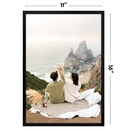 Americanflat 11x16 Picture Frame with Polished Plexiglass - Streamline Collection - Thin Border Picture Frame for Wall Display - Hanging Hardware Included - Black