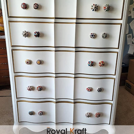 Royal Kraft Sknob002_20 10 Designs x 2 = 20 Knobs Vintage Style Hand Painted Ceramic Kitchen Cabinet Door Drawer Wardrobe Knobs Blue
