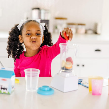 Juego de batidora para hacer batidos Melissa & Doug – Kit de juego de simulación de madera de 22 piezas con frutas, verduras y batidora – Juguete de cocina interactivo para niños a partir de 3 años