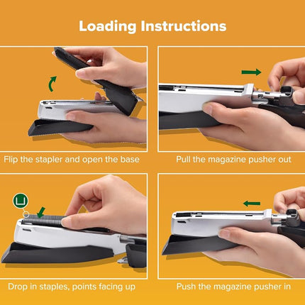 PaperPro inPOWER20-3 in 1 Stapler - One Finger, No Effort, Spring Powered Stapler, Gray (1100)