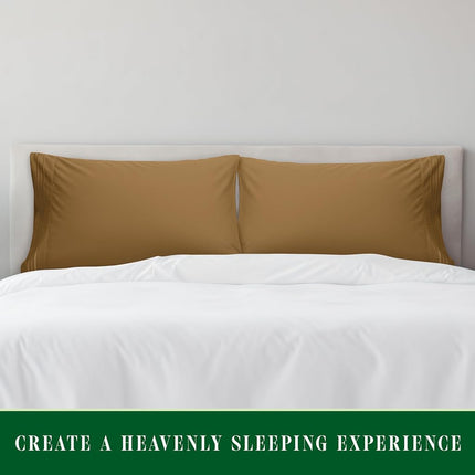 Elegant Comfort Luxury Ultra-Soft 2-Piece Pillowcase Set - 1500 Premium Hotel Quality Microfiber Double Brushed - Wrinkle Resistant, Standard/Queen, Mocha Chocolate