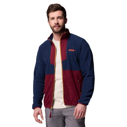 Columbia Men's Sequoia Grove Full Zip Fleece, Full Zip Fleece Jacket, Rich Wine/Collegiate Navy, M