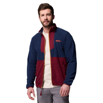 Columbia Men's Sequoia Grove Full Zip Fleece, Full Zip Fleece Jacket, Rich Wine/Collegiate Navy, M