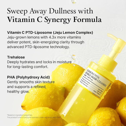 FULLY Lemon Vita Bubble Mask Cleanser 150ml, Gel-to-Foam Face Wash