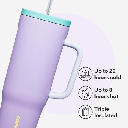Corkcicle Cruiser Insulated Tumbler - Keeps Drinks Cold 20 Hours - Triple-Insulated Stainless Steel - Spill-Proof Lid - Summer Drinkware Gift - Keeps Drinks Ice Cold - 40 oz - Purple Dolphin