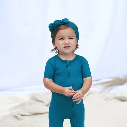 Gerber Pelele de manga corta unisex para bebé extrasuave de viscosa fabricada a partir de eucalipto, verde azulado océano, 6-9 meses