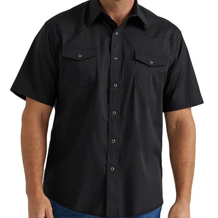 Camisa Western Deportiva de Manga Corta con Dos Bolsillos y Botones a Presión Wrangler para Hombre, Negra, XL