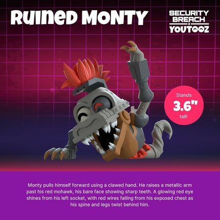 Youtooz FNAF Ruined Monty 3.6”, Ruined Monty Vinyl Figure, Collectible Ruined Monty from Five Nights at Freddy’s by Youtooz FNAF Collection
