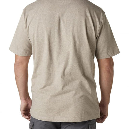 Wrangler Men's Short Sleeve Henley Shirt, Oatmeal Heather, XL