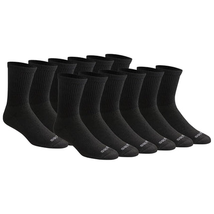 Dickies Men's Dri-tech Moisture Control Mid-Crew Comfort Length Socks, Available in M-XL (6, 12 Pairs), Comfort Length Black Solid (12 Pairs), Large