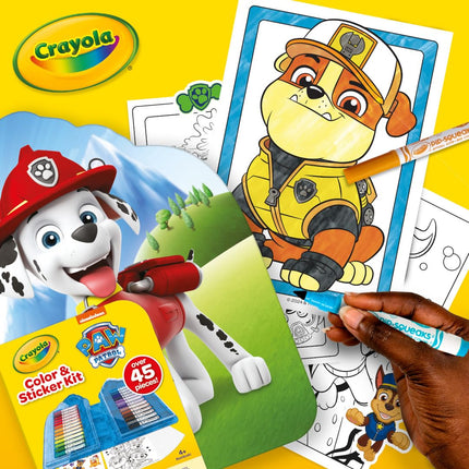 Crayola PAW Patrol Art Kit for Kids (45pcs), PAW Patrol Coloring Book Pages, PAW Patrol Stickers for Kids, PAW Patrol Toy, Holiday Gift