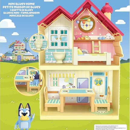 Bluey Mini Home Playset Compact House Playset With Carry Handle Three Different Rooms Kitchen, Bedroom and Bathroom Includes Figure With 5 Play Pieces