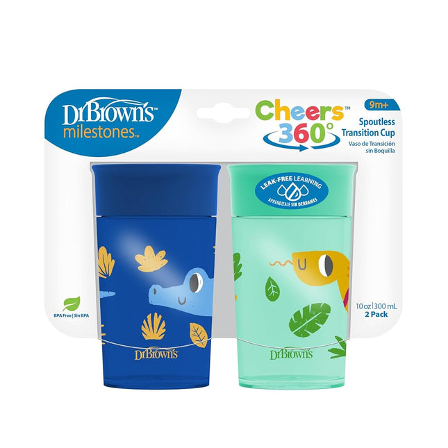 Dr. Brown's Milestones Cheers360 Cup, Blue & Green, 10 oz, 2 PK
